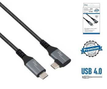 Cablu DINIC USB C 4.0, drept la unghi de 90°, PD 240W, 40Gbps, mufă din aluminiu, cablu din nailon, 1m